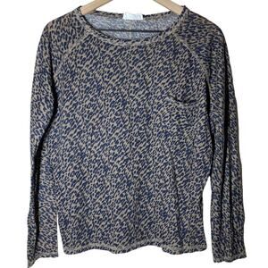 Zara Women's Trafaluc Leopard Linen Blend Long Sleeve Pocket Blouse Size Medium